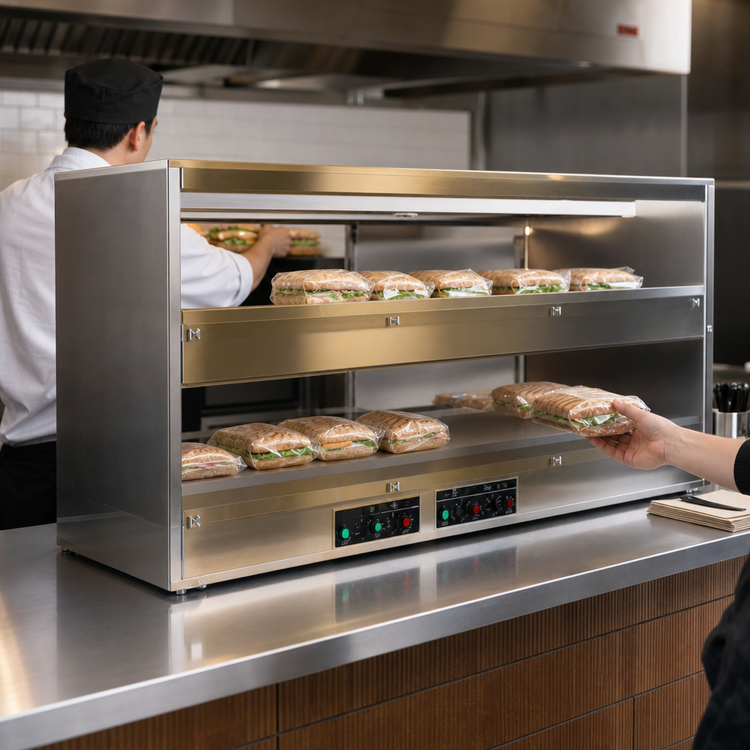 Product image #3 for BKI 2TSM-5024L 50-Inch 2-Shelf Countertop Pass-Through Sandwich Warmer