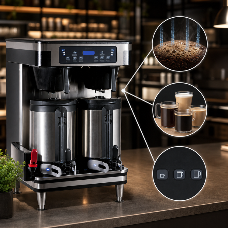 Product image #3 for BUNN Soft Heat ICB Twin Automatic Fill Coffee Brewer, Black/Stainless, Infusion Series
