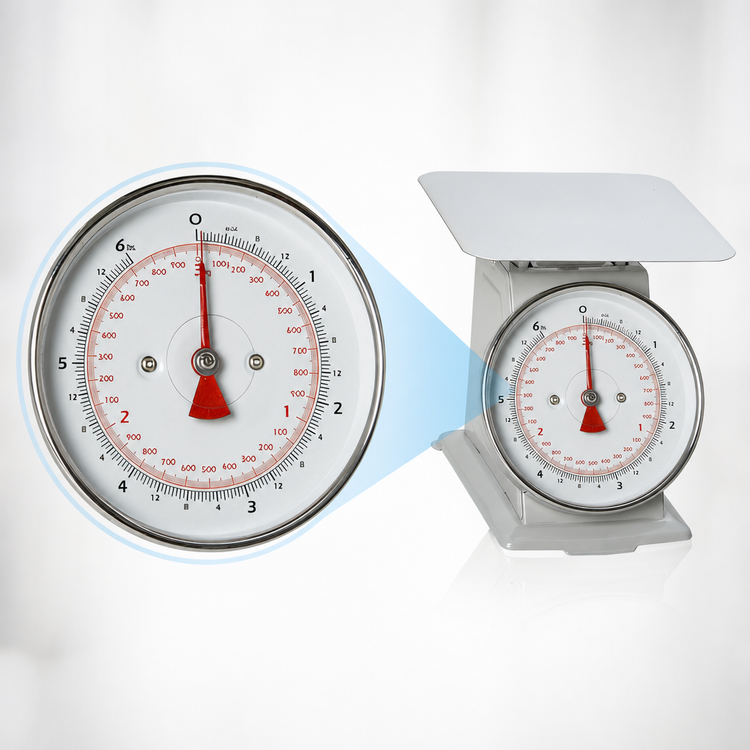 Product image #3 for Winco 6.5-Inch Dial Mechanical Receiving/Portion Scale, 6 lb / 3 kg Capacity, Painted Steel