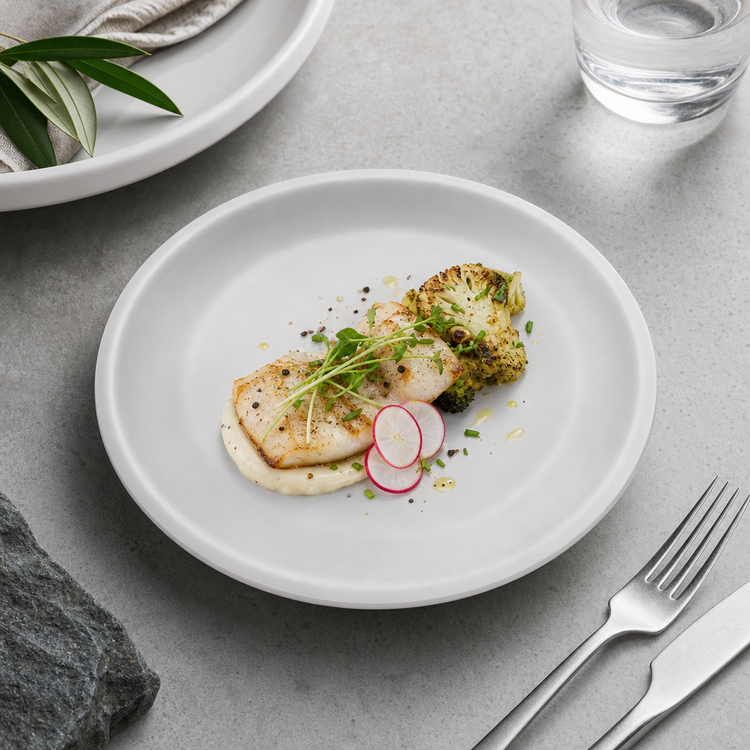 Product image #3 for Ridge 10-Inch 15-Ounce Oblong Coupe Plate, Cement Melamine