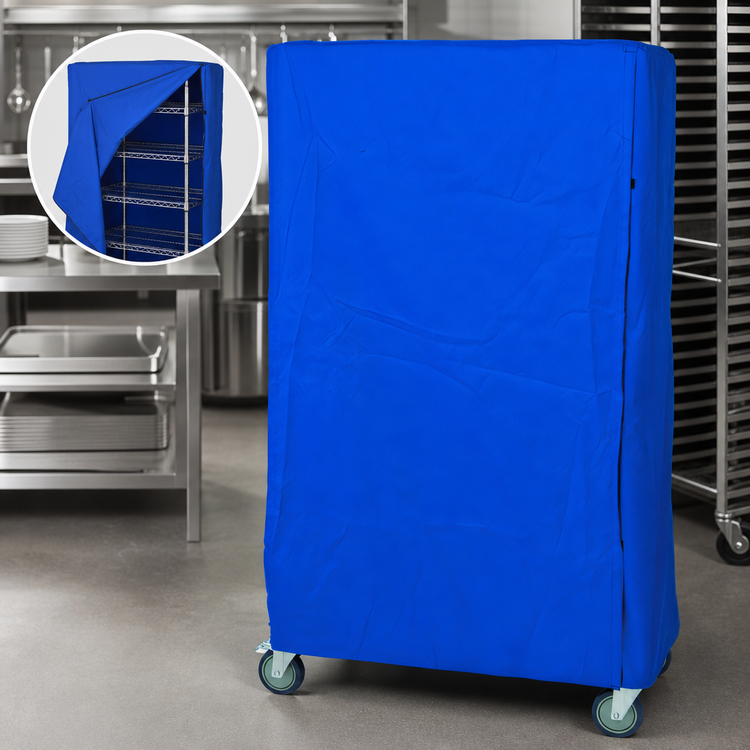 Product image #3 for Quantum 400 Denier Blue Nylon Wire Cart Cover with Velcro Flap, 24 x 60 x 63 Inches