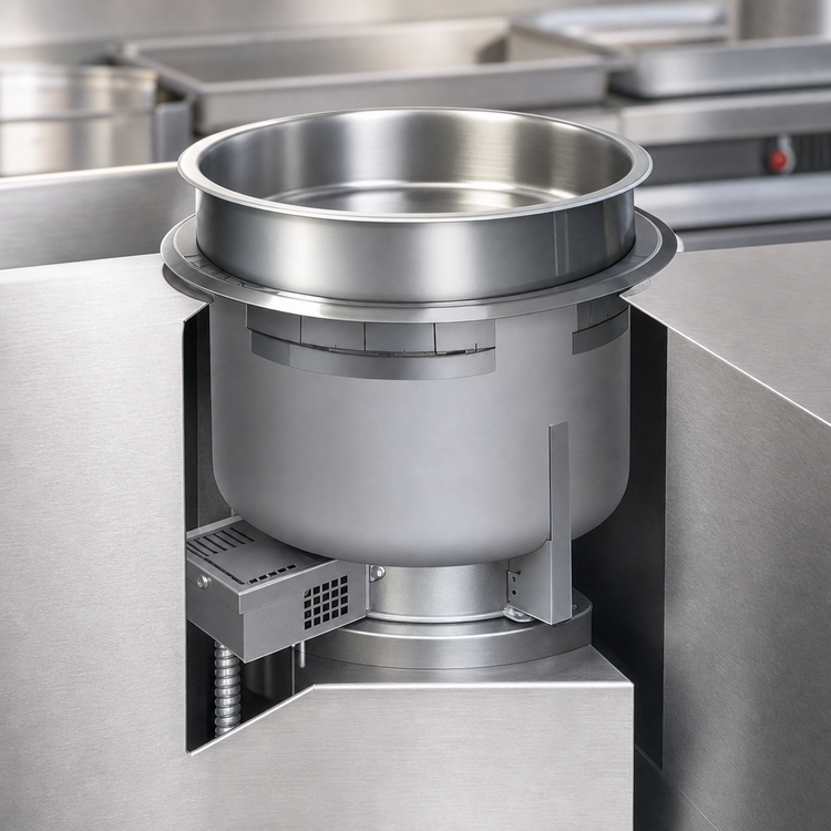 Product image #3 for Hatco HWB-11QTD Drop-In Round Uninsulated Heated Well with Drain, 11 Quart, Top-Mounted