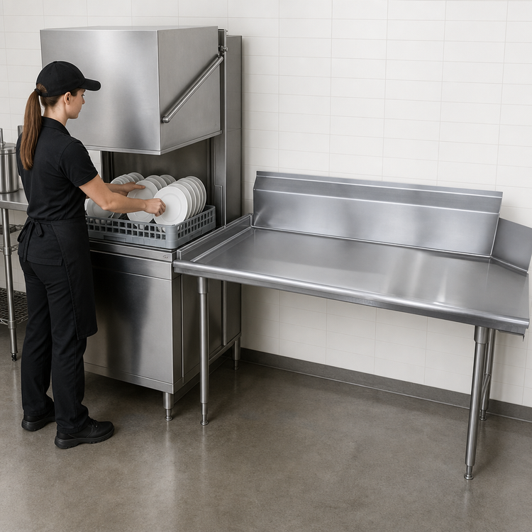 Product image #3 for Advance Tabco Clean Straight Right-Hand Stainless Steel Dish Table with 10-1/2-Inch Backsplash, 107 x 30 Inches