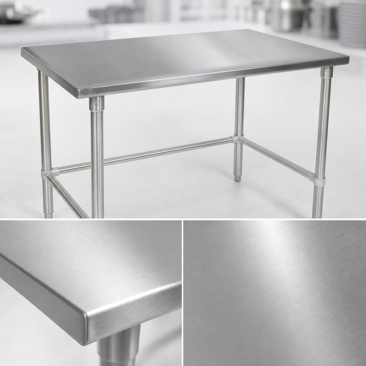 Product image #3 for John Boos Stallion 30"W x 36"D 16-Gauge Stainless Steel Work Table with Safety Edge