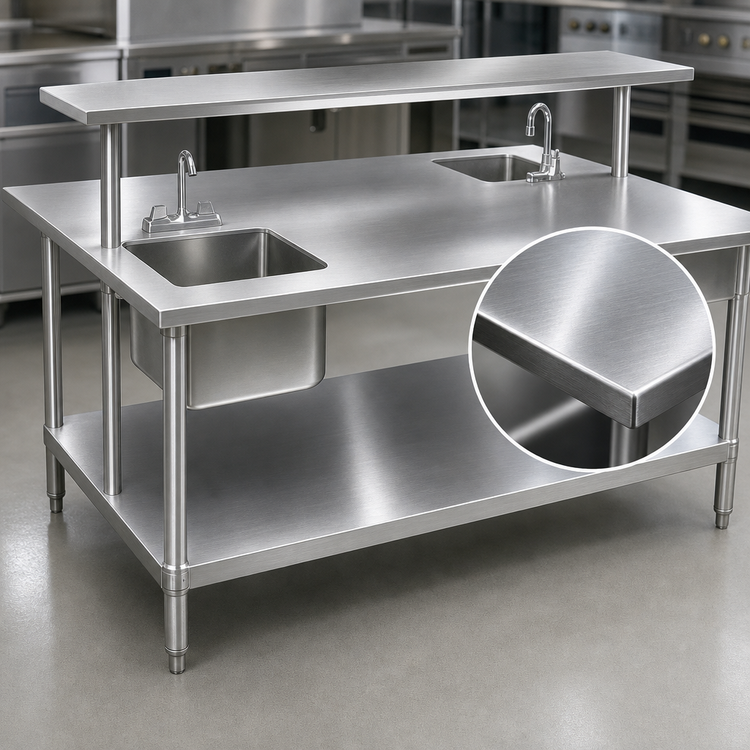 Product image #3 for Advance Tabco TSS-484 48 Inch x 48 Inch 14-Gauge 304 Stainless Steel Flat Top Work Table
