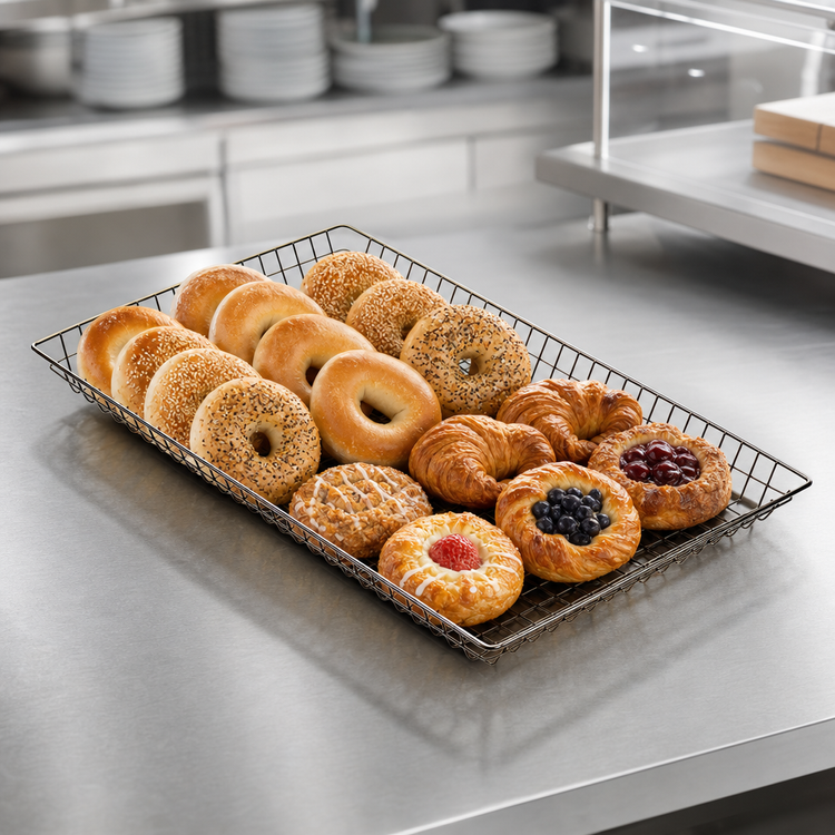 Product image #3 for Winco Rectangular Wire Bagel / Pastry Basket, 26 x 16 x 2 Inches