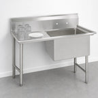 Thumbnail image #3 for BK Resources BKS6-1-18-14-18LS 1-Compartment Stainless Steel Sink, Left-Hand Drainboard, 18 x 18 x 14 in Bowl, 16-Gauge, 10 in Backsplash