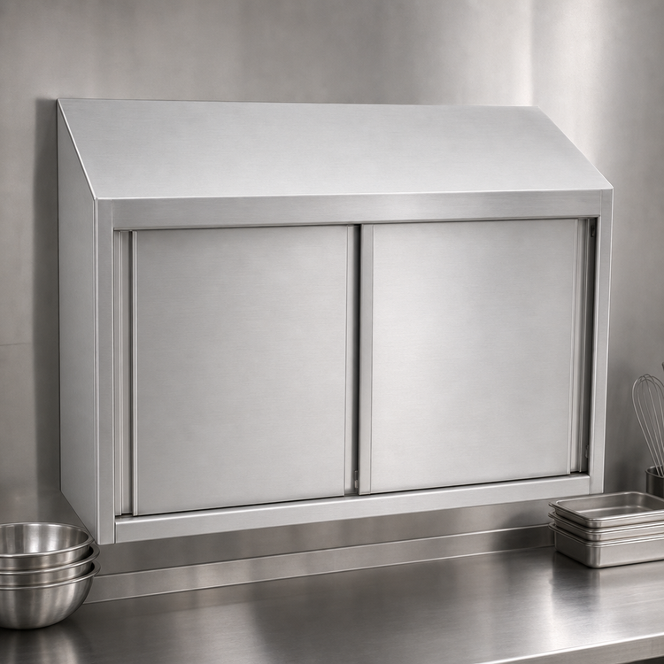 Product image #3 for Eagle Group 48-Inch Wall-Mounted Stainless Steel Wall Cabinet with Sliding Doors
