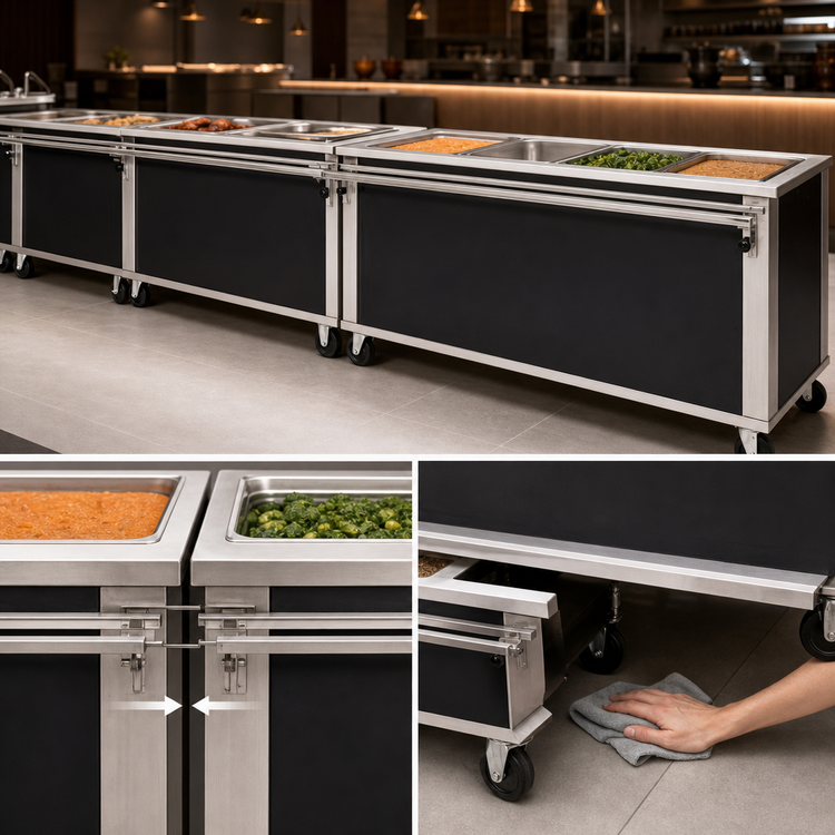 Product image #3 for DineXpress DXP2HF 2-Well Electric Mobile Hot Food Counter