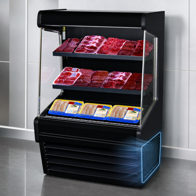 Product image #3 for Howard-McCray Ovation Series SC-OM30E-6L-B-LED Meat Open Merchandiser, 75-Inch Wide, Self-Contained Refrigeration, LED Lighting, Black