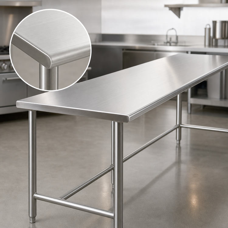 Product image #3 for Eagle Deluxe Series 120" x 24" 16 Gauge 300 Series Stainless Steel Flat Top Work Table with Open Tubular Base