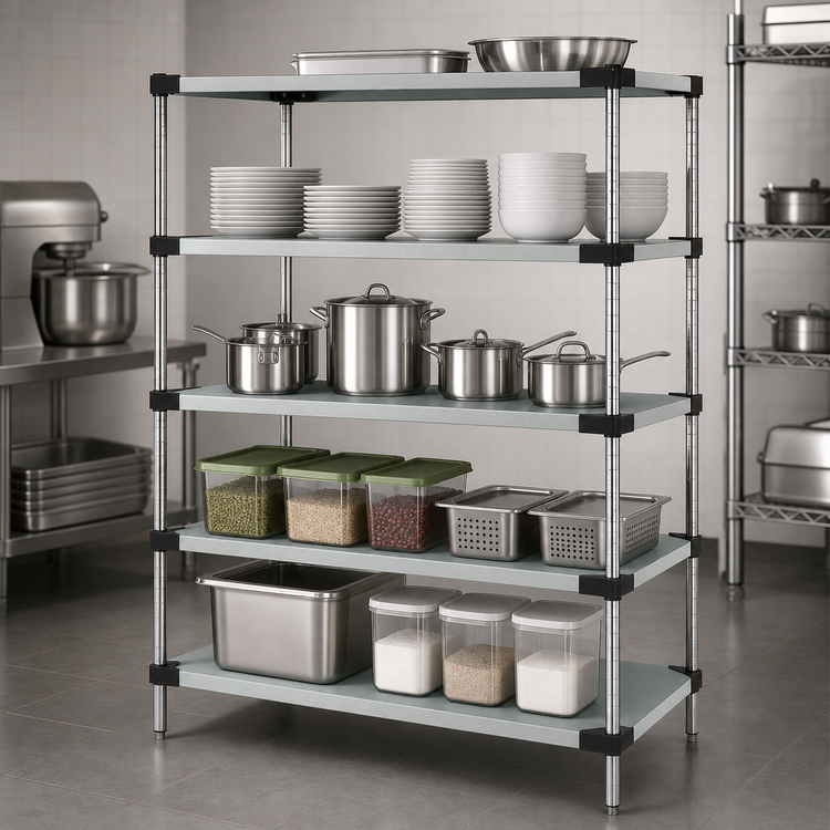 Product image #3 for Quantum 5-Shelf Solid 304 Stainless Steel Shelving Starter Kit, 36 x 18 x 54 Inch