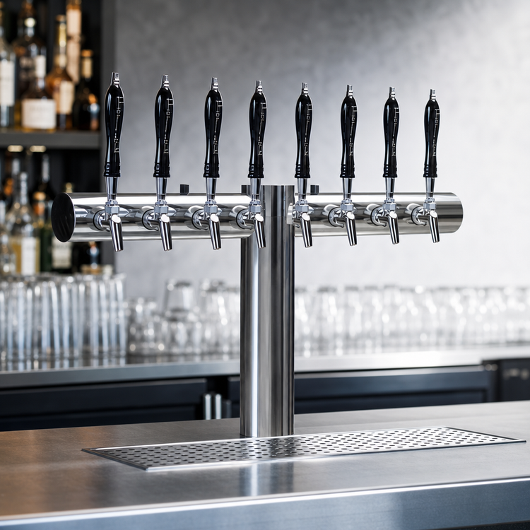 Product image #3 for Perlick Avenue 8-Faucet Countertop Glycol-Cooled T-Pipe Draft Beer Tower
