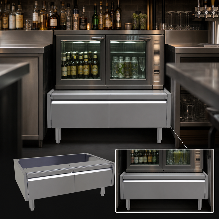 Product image #3 for Glastender ACB-38 Stainless Steel Underbar Add-On Cabinet Base with Two Hinged Doors, 38 x 24 x 16 Inches