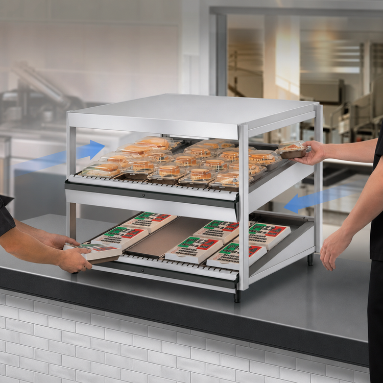 Product image #3 for Hatco Glo-Ray 36-Inch Countertop Pass-Through Hot Food Merchandising Warmer with 2 Slanted Shelves, 120V