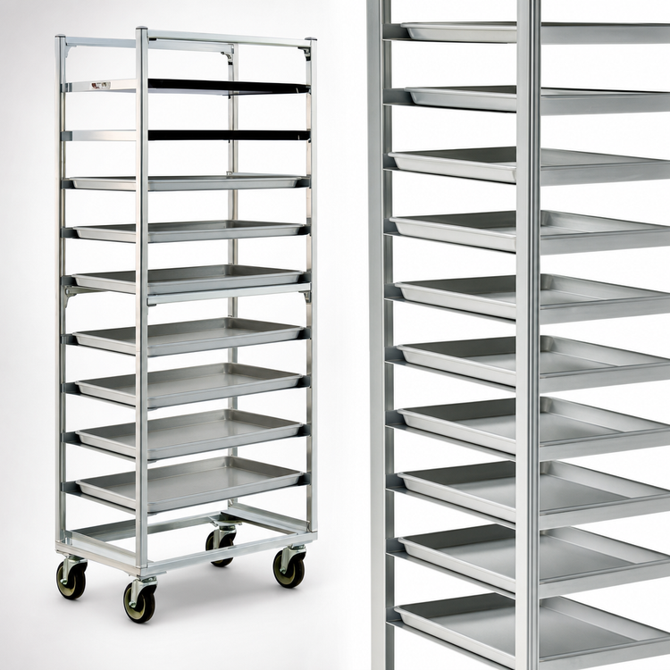 Product image #3 for New Age Full-Height Mobile Aluminum Bun Pan Rack, 10 Pan Capacity