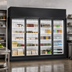 Thumbnail image #3 for True 4-Section Hinged Glass Door Refrigerated Merchandiser, Black Exterior/White Interior, Self-Contained, 154.4 Cu. Ft.
