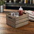 Thumbnail image #3 for American Metalcraft Brown Vintage Wood Rectangular 1-Section Condiment Caddy