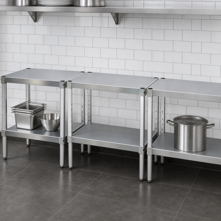 Product image #3 for New Age 36 Inch W x 18 Inch D x 24 Inch H Aluminum Stationary Equipment Stand with 2 Adjustable Solid Shelves
