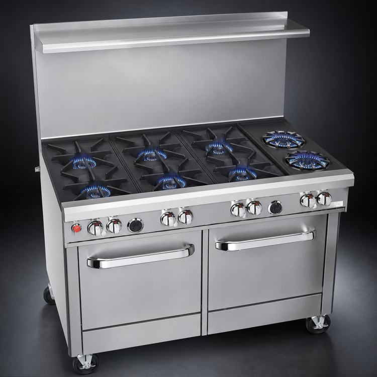 Product image #3 for Southbend Ultimate 48-Inch Gas Restaurant Range with 7-Burner Mixed Top, Standard Oven and Cabinet Base