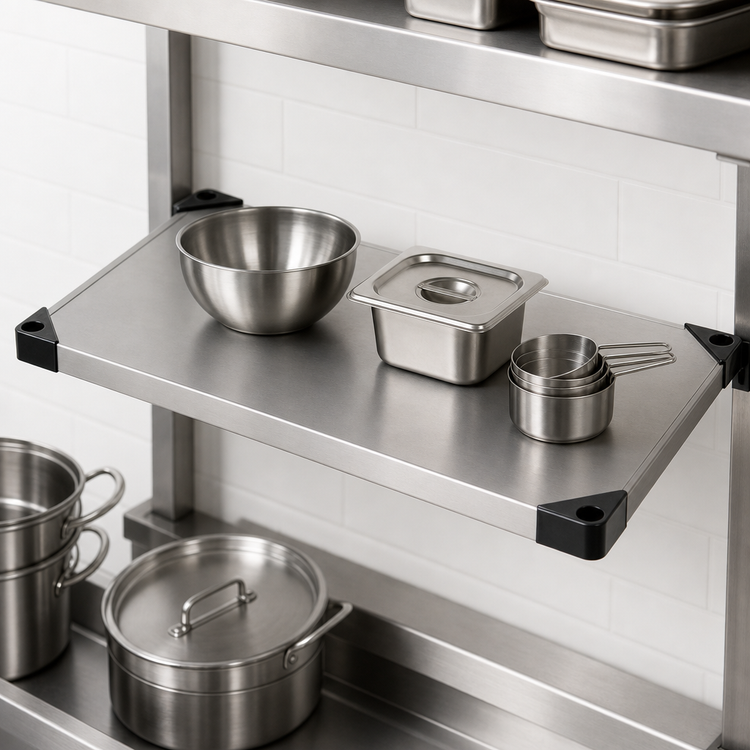 Product image #3 for Quantum 60 Inch W x 14 Inch D Solid 304 Stainless Steel Shelf with Marine Edge