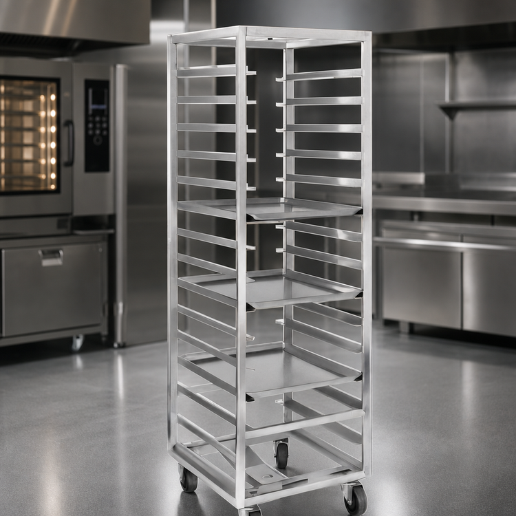 Product image #3 for Channel Manufacturing 304 Stainless Steel Single-Section No-Lift End-Load Bun Pan Oven Rack, 12-Pan Capacity