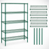 Thumbnail image #3 for Quantum 72 Inch Wide x 30 Inch Deep x 86 Inch High Stationary Wire Shelving Starter Kit with 5 Shelves and 4 Posts, Green Epoxy Antimicrobial Finish