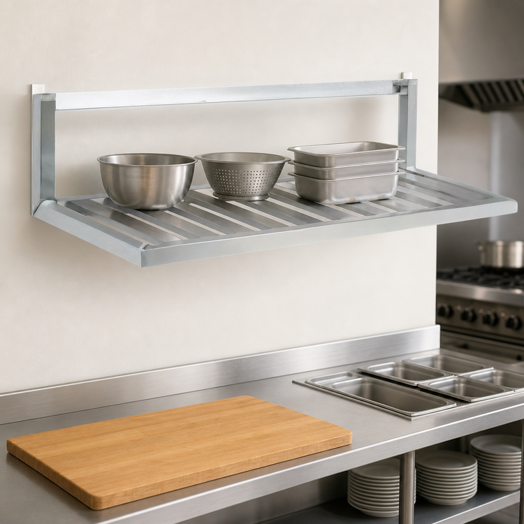 Product image #3 for New Age Inverted Wall-Mounted Shelf, 60W x 20D, 12-Gauge Aluminum