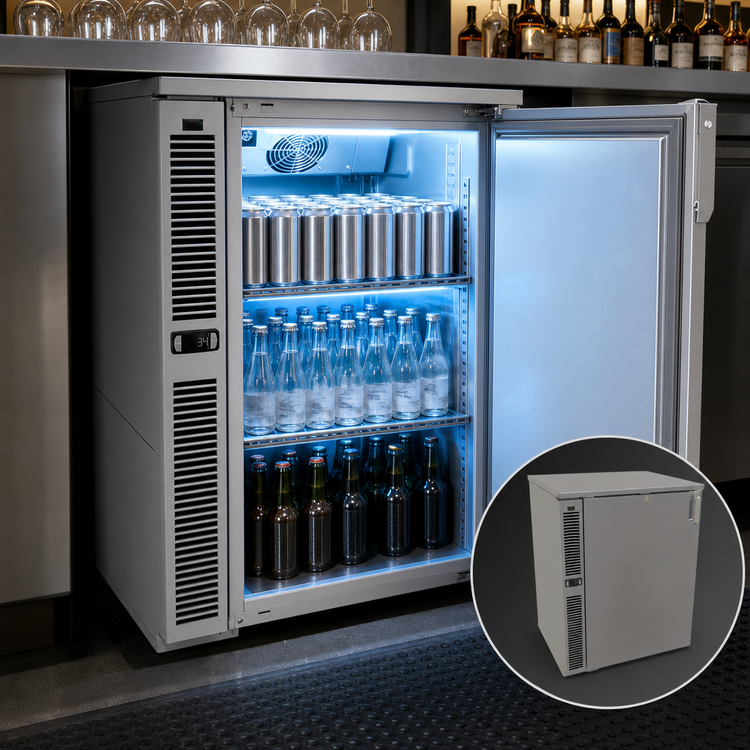 Product image #3 for Glastender One-Zone Side-Serviced Bar Profile Back Bar Cooler, 28-Inch, One-Section, Self-Contained