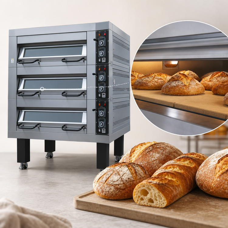 Product image #3 for BakeMax Electric Triple-Pan Wide Single-Deck Artisan Stone Deck Oven