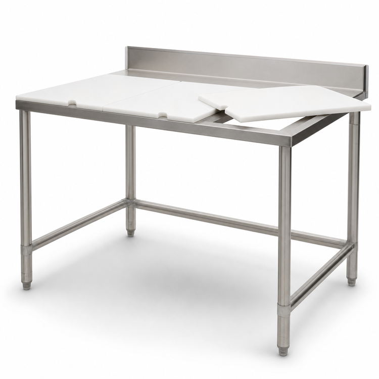 Product image #3 for Eagle Group 96-Inch x 36-Inch Poly Top Boning Table with Stainless Steel Base and 4-Inch Backsplash