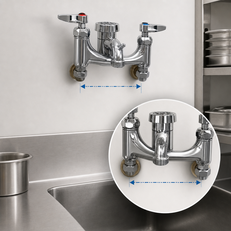 Product image #3 for T&S Brass B-2271-CR Wall-Mount Service Sink / Mop Sink Faucet with Vacuum Breaker Spout, Pail Hook, and Quick-Disconnect Hose Outlet