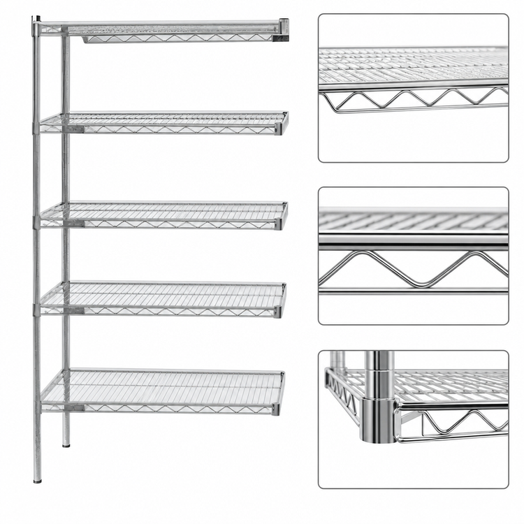 Product image #3 for Eagle Group 5-Tier Add-On Wire Shelving Unit, 24 x 24 x 74 Inches, Chrome-Plated