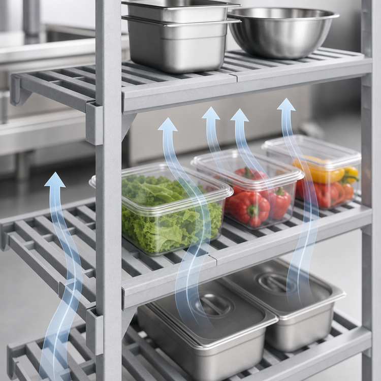 Product image #4 for Cambro Camshelving Premium 24" x 48" 4-Shelf Vented Shelf Kit, Speckled Gray