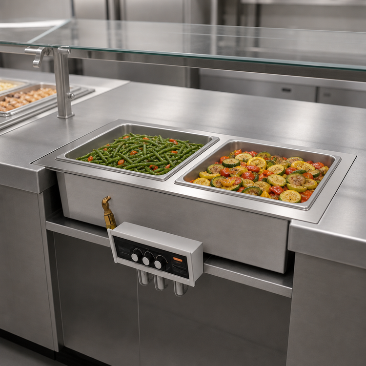Product image #3 for Hatco HWBLI-2D Drop-In Modular/Ganged Heated Well with Drains, 2 Full-Size Pan Capacity