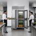 Thumbnail image #3 for True Spec Series Two-Section Pass-Thru Reach-In Refrigerator with Half Solid Front Doors and Glass Rear Doors