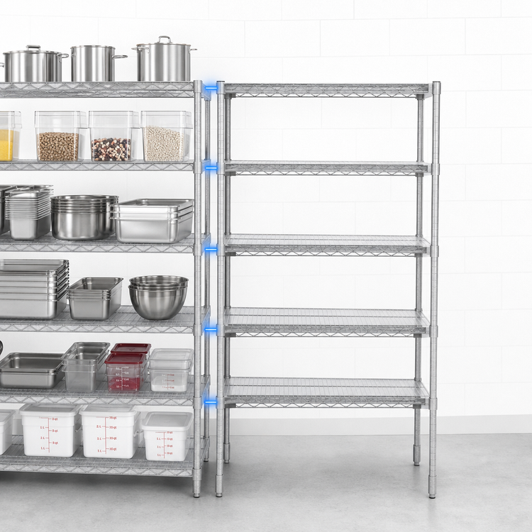 Product image #3 for EAGLEbrite 5-Tier Add-On Wire Shelving Unit with QuadTruss, 36"W x 21"D x 86"H, Zinc Finish