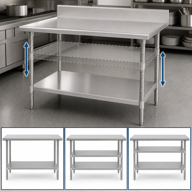 Product image #3 for Eagle Group 60" x 30" Adjustable Galvanized Work Table Undershelf for Uni-Lok Hat Channel Frame Tables