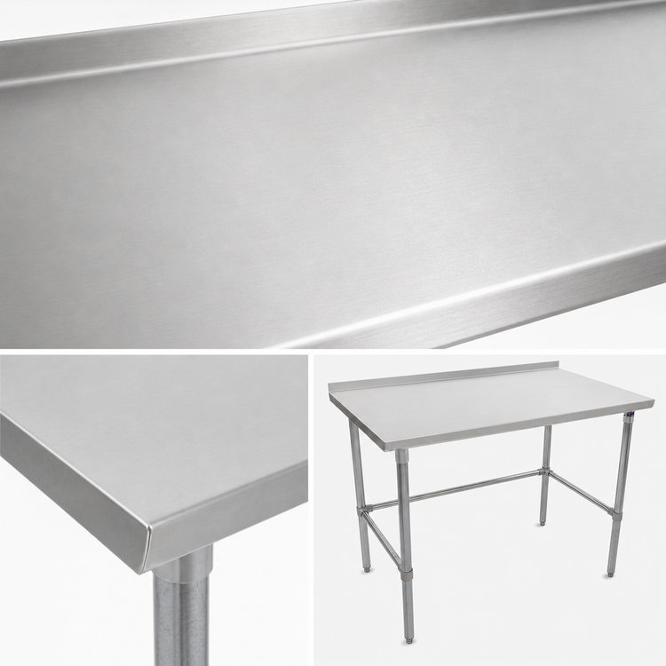 Product image #3 for John Boos Stallion 30" x 36" Stainless Steel Top Work Table with 1-1/2" Rear Riser and Galvanized Base