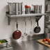 Thumbnail image #3 for Advance Tabco Wall-Mounted Shelf with Pot Rack, 60 W x 18 D, 18-Gauge 430 Stainless Steel, 9 Hooks