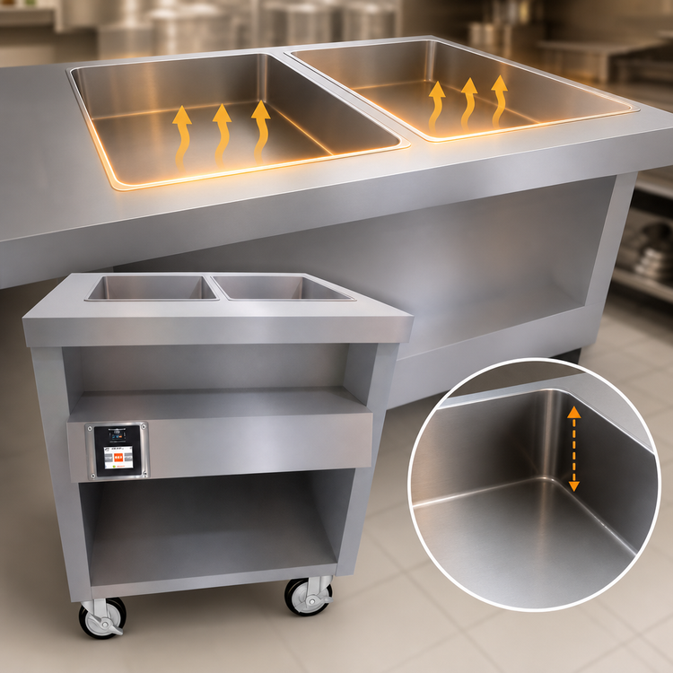 Product image #3 for Thurmaduke TWHF-32 Ganged Waterless Well, Mobile, 2-Pan Capacity