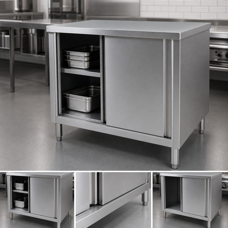 Product image #3 for Stainless Steel Enclosed Work Table with Sliding Doors, 60 x 30 x 36 Inches