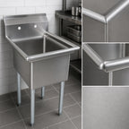 Thumbnail image #3 for John Boos E1S8-15-14 1-Compartment Stainless Steel Floor Sink with Galvanized Legs, 15 x 15 x 14 Inch Bowl and 9-3/4 Inch Backsplash