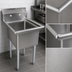 Thumbnail image #3 for John Boos E-Series Commercial 1-Compartment Stainless Steel Sink with Galvanized Legs and 15 x 15 x 14 Inch Bowl