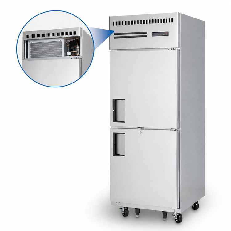 Product image #3 for Everest Refrigeration ESFH2 One-Section Reach-In Freezer, 23 Cu. Ft., Half Doors, Top-Mounted Self-Contained Refrigeration