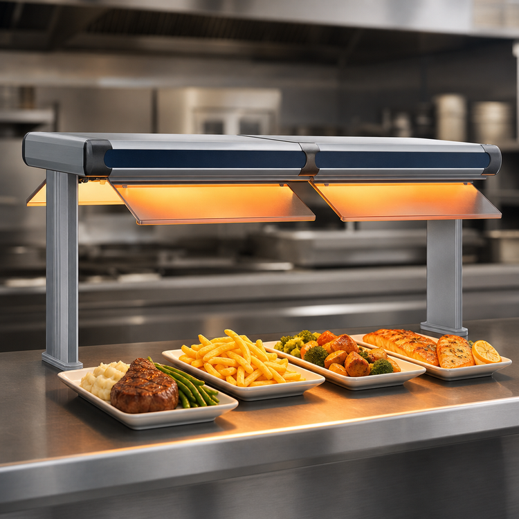 Product image #3 for Hatco Glo-Ray Designer Dual Unlighted Infrared Strip Heater, 33-1/2 Inch Wide, 3-Inch Spacing, 900 Watt, Aluminum, 14-Inch Stands