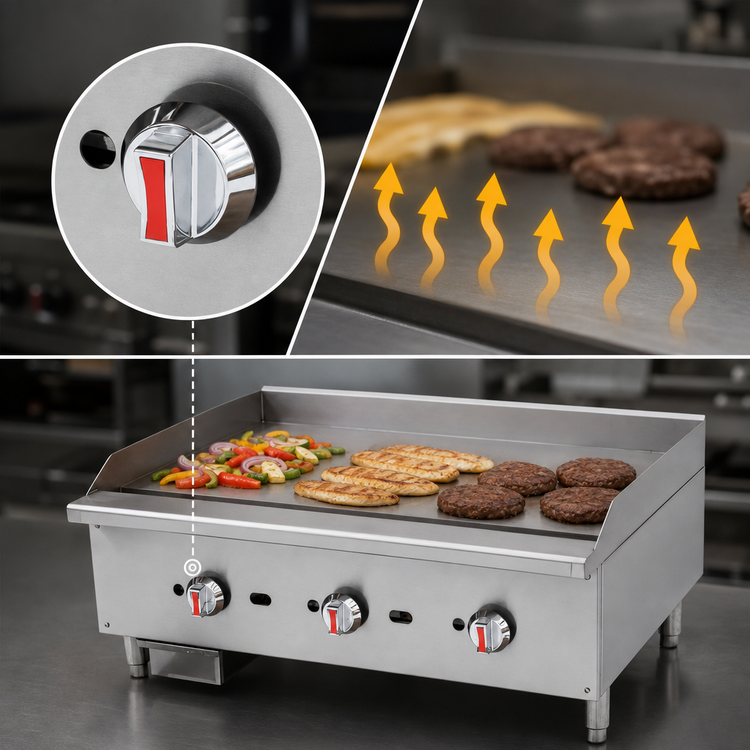 Product image #3 for Serv-Ware 36-Inch Electric Thermostatic Countertop Griddle, 3-Phase Convertible to 1-Phase