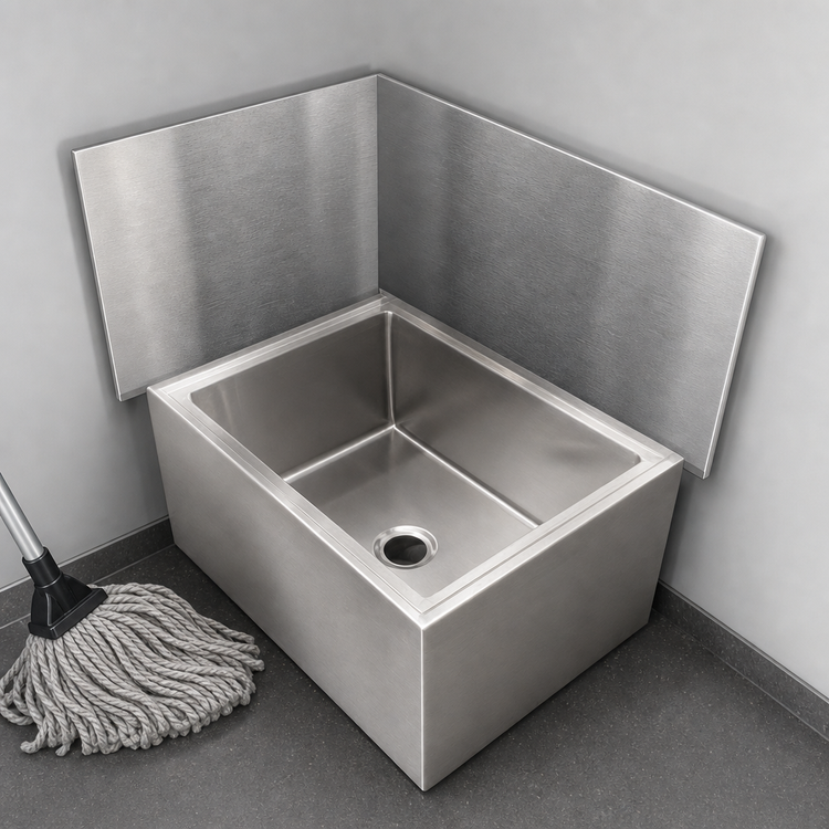 Product image #3 for John Boos 20 x 20 Rear/Left/Right Mop Sink Stainless Steel Wall Guard