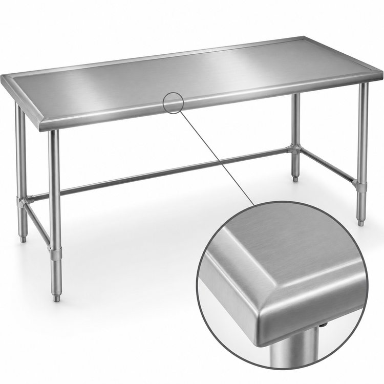 Product image #3 for Eagle Spec-Master Marine Series 72 x 30 Inch 14-Gauge 300-Series Stainless Steel Work Table with Box Marine Edge