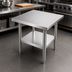 Thumbnail image #3 for Thunder Group 30 Inch W x 24 Inch D 18 Gauge 430 Stainless Steel Flat Top Work Table with Adjustable Undershelf